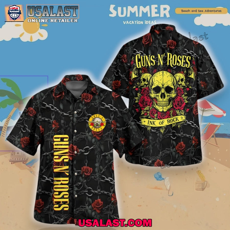 Guns N Roses Skull And Rose Hawaiian Shirt