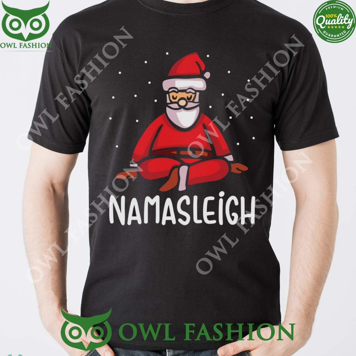 Namasleigh Yoga Santa Claus Black Ugly Sweater