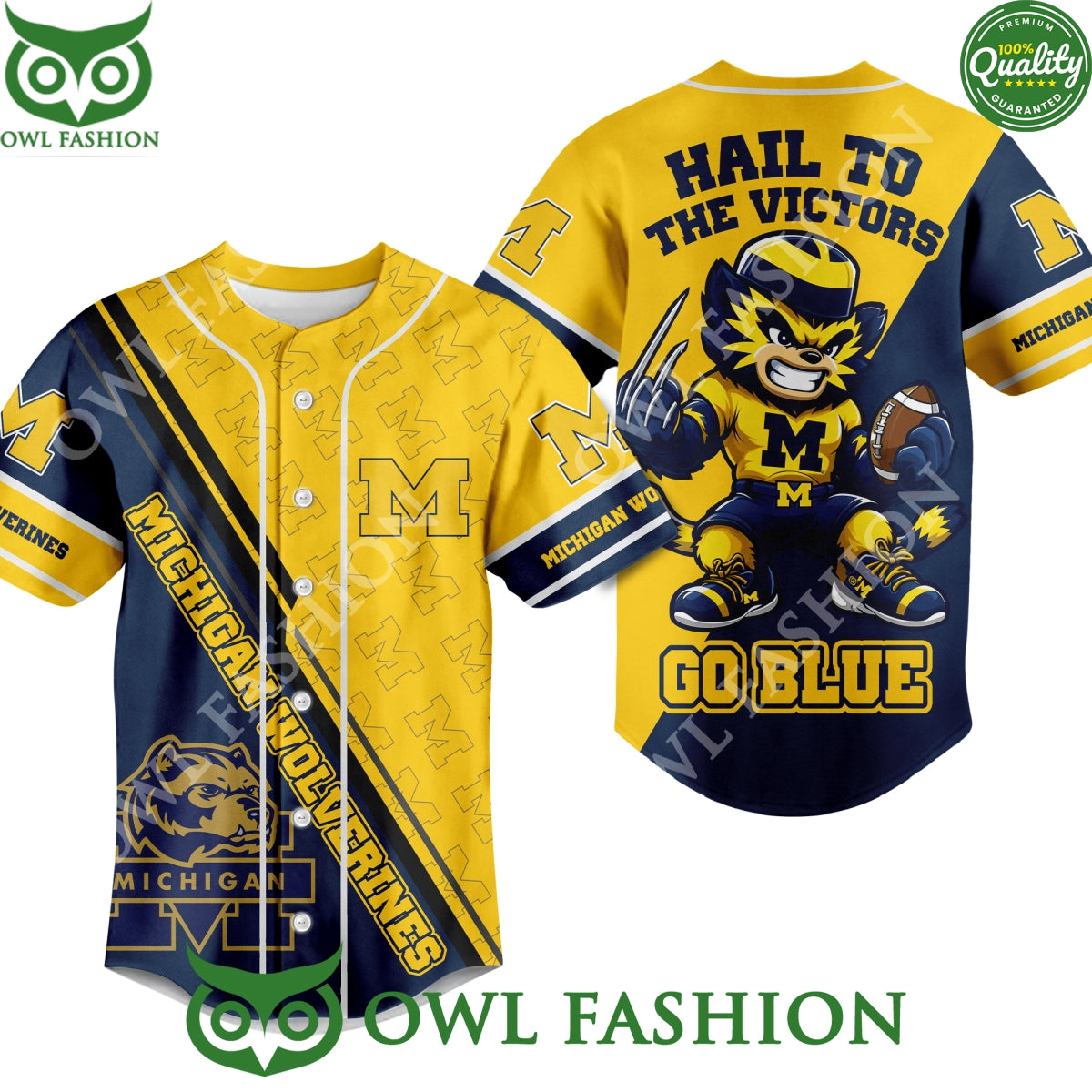 Hail to The Victors Go Blue Michigan Wolverines baseball jersey shirt