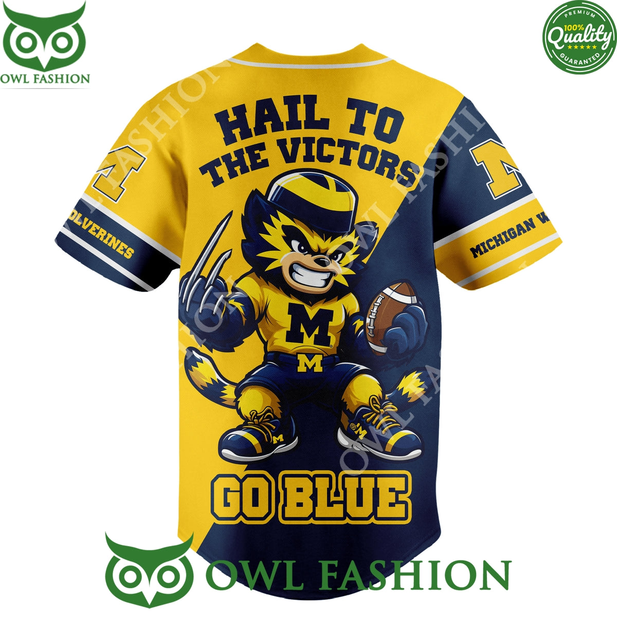 Hail to The Victors Go Blue Michigan Wolverines baseball jersey shirt