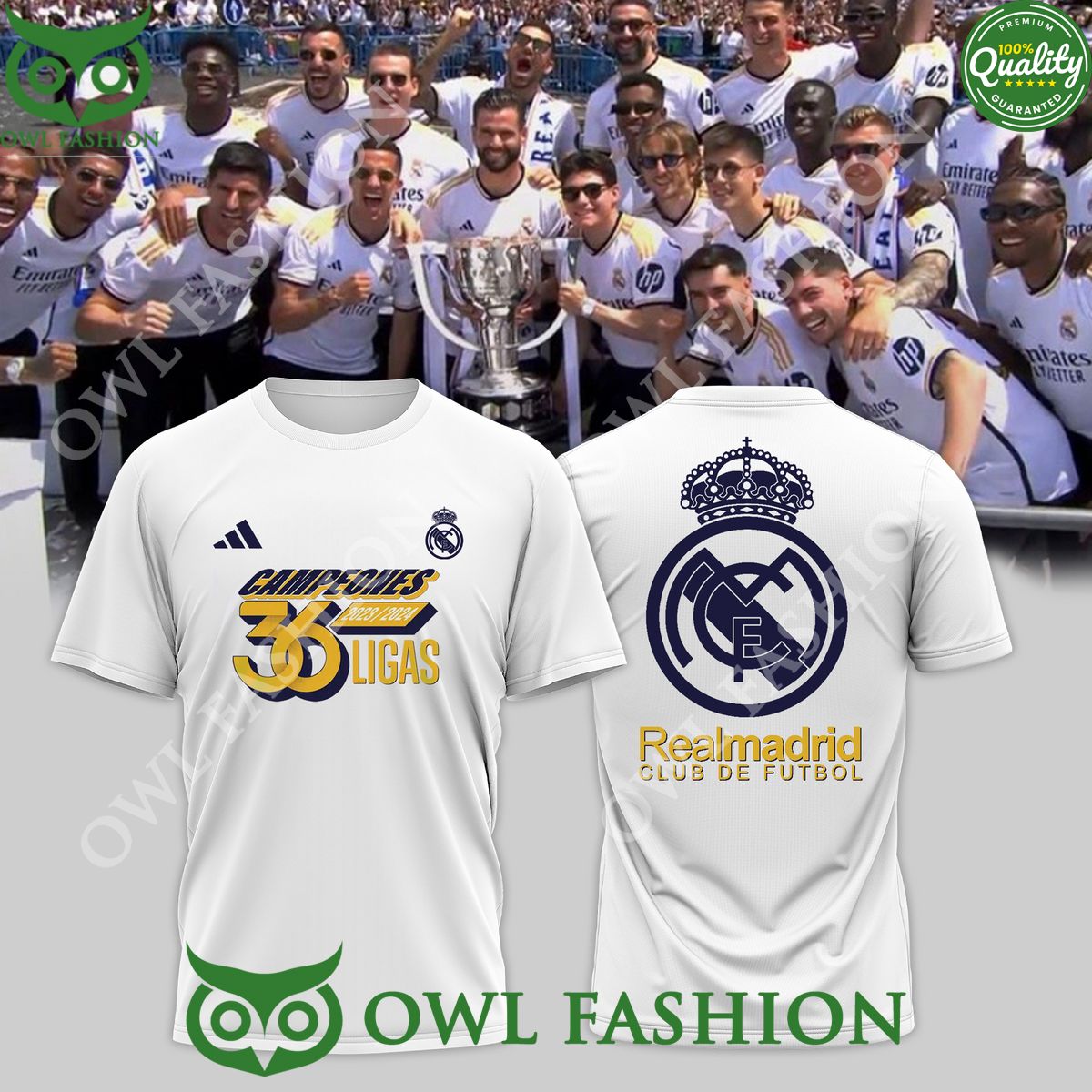 Hala Campeones 36 Ligas Real Madrid Club de Futbol T shirt