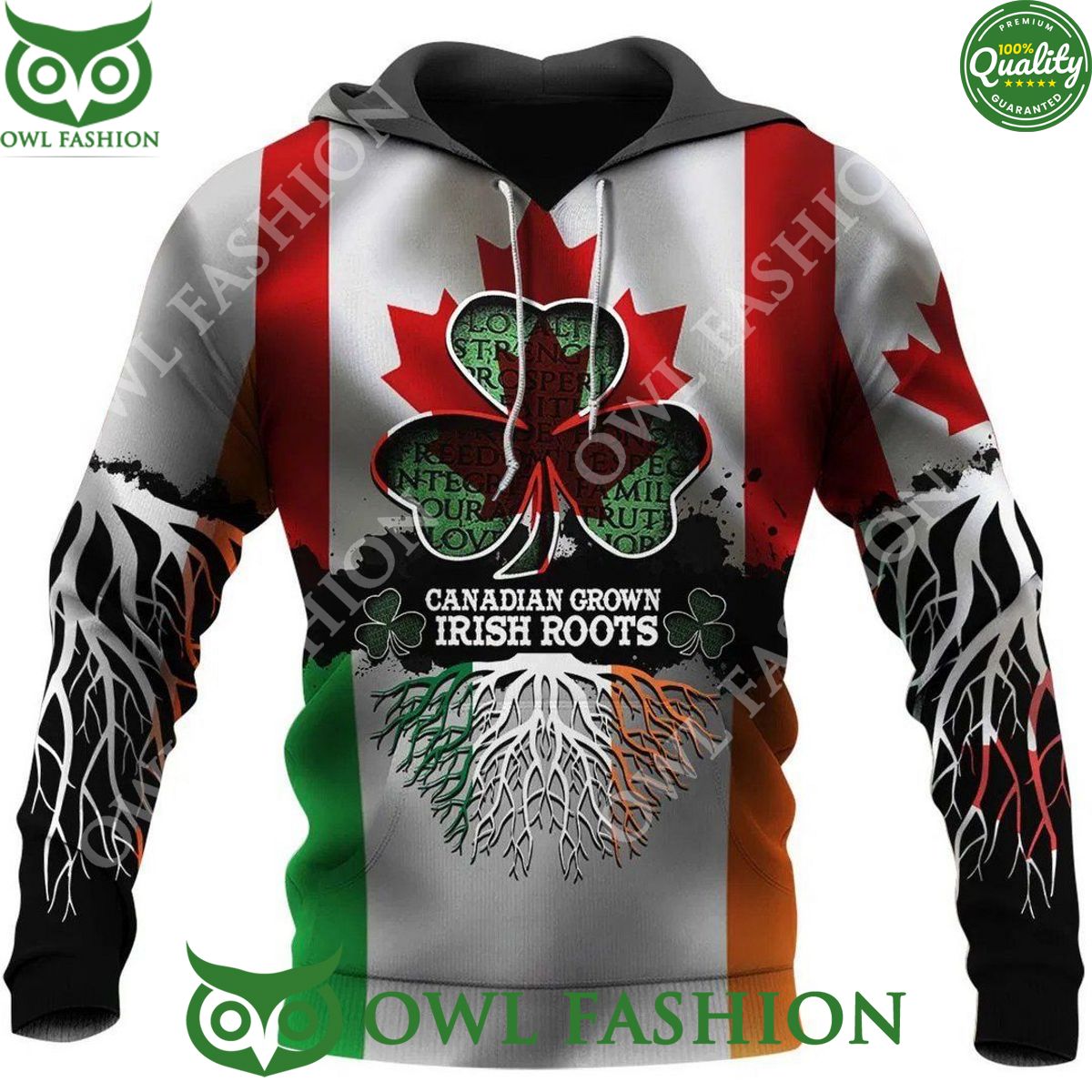 Happy St Patrick Day Canadian Grown Irish Groot 3D Hoodie