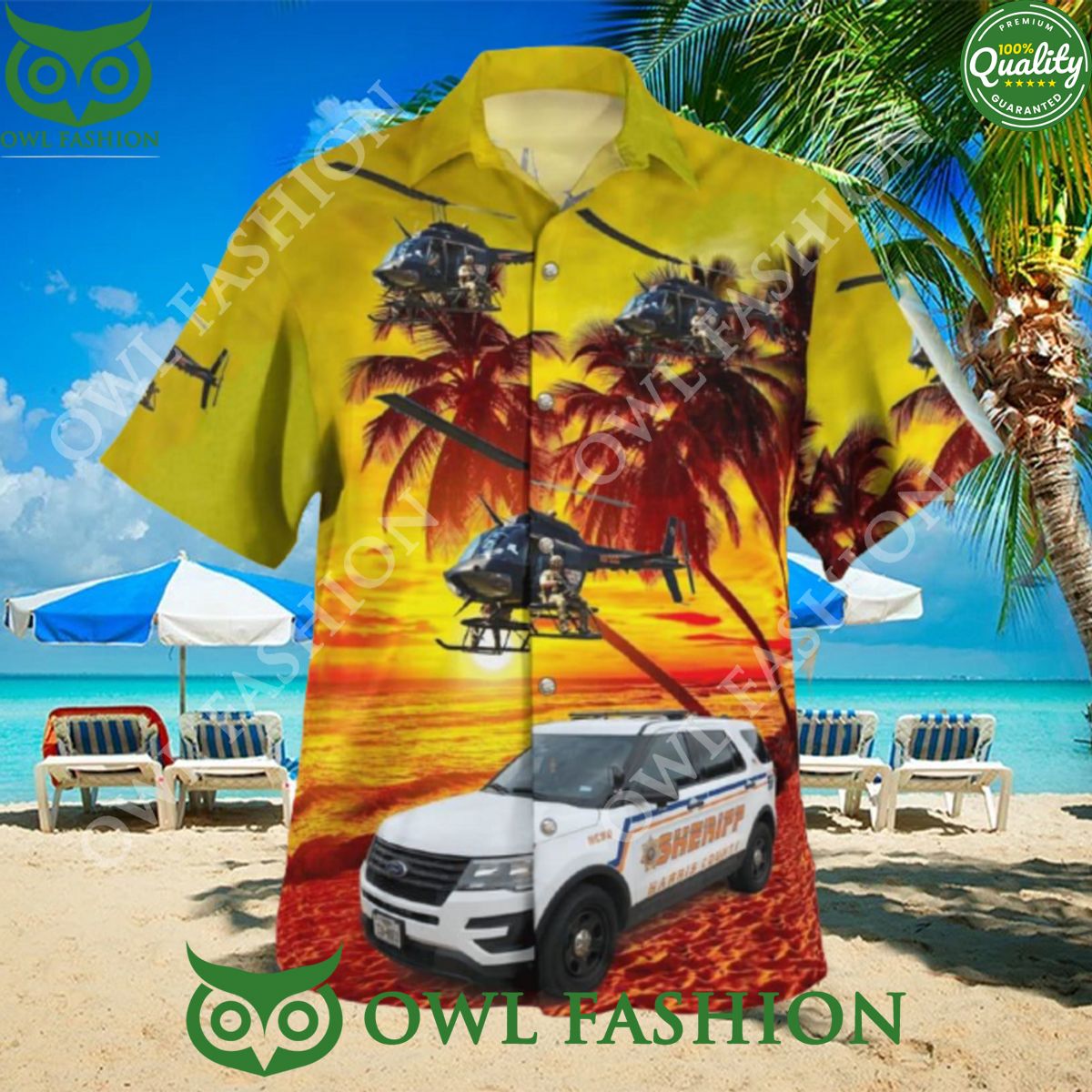 Harris County Texas Harris County Sheriffs Office Car Kiowa Hawaiian Shirt