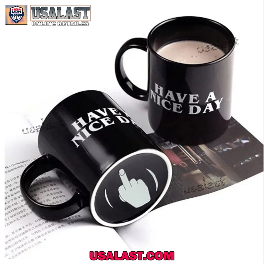 Have A Nice Day Middle Finger Cup, Funny Ceramic Coffee Cup