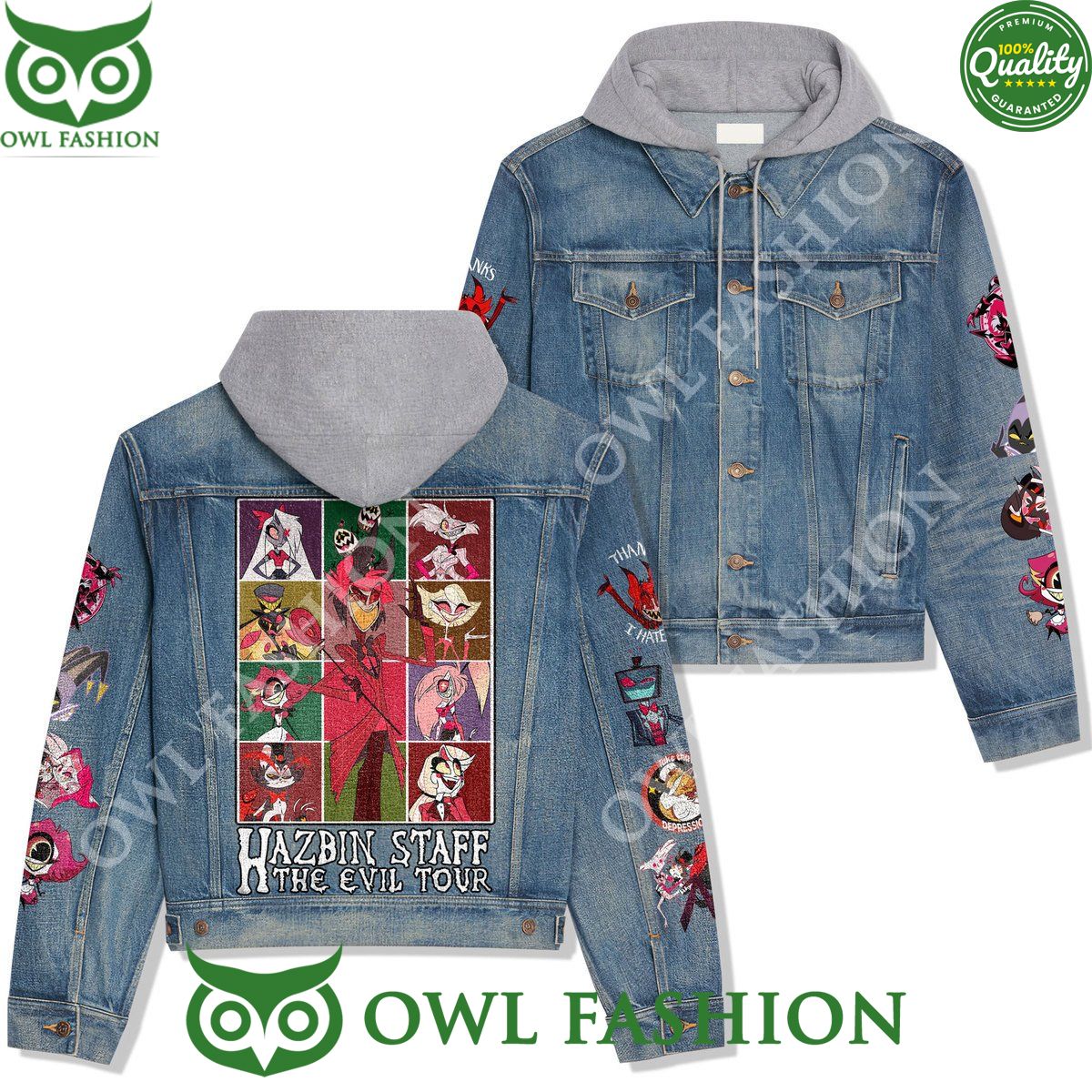 Hazbin Hotel Drama Characters Music Band 2D Denim Hoodie jacket