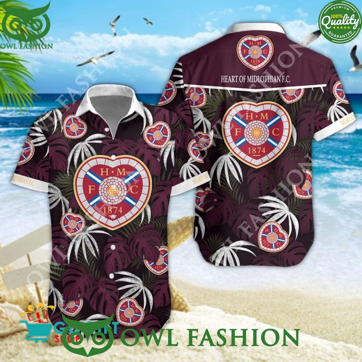 Heart of Midlothian F.C. SPFL Team Limited Hawaiian Shirt