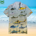 Helicopter Globe Military Collection Hawaiian Shirt