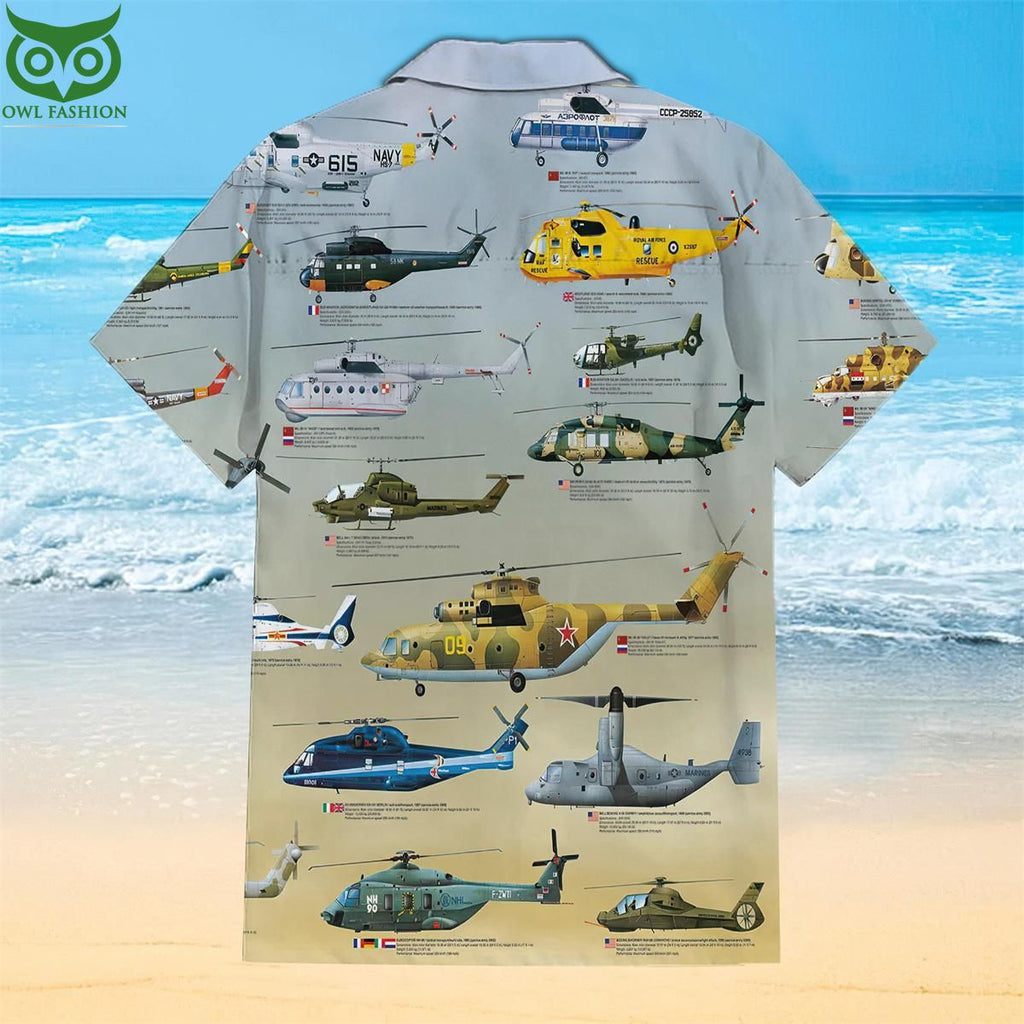 Helicopter Globe Military Collection Hawaiian Shirt
