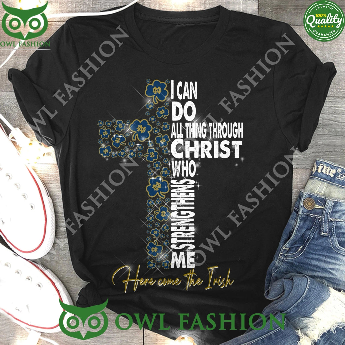 Here Come The Irish Notre Dame Fighting Irish Black 2D t Shirt