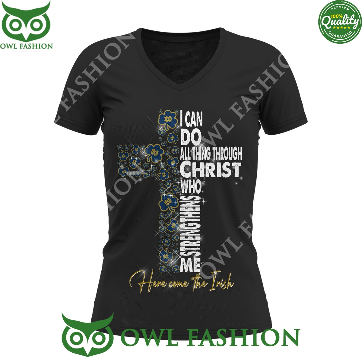 Here Come The Irish Notre Dame Fighting Irish Black 2D t Shirt