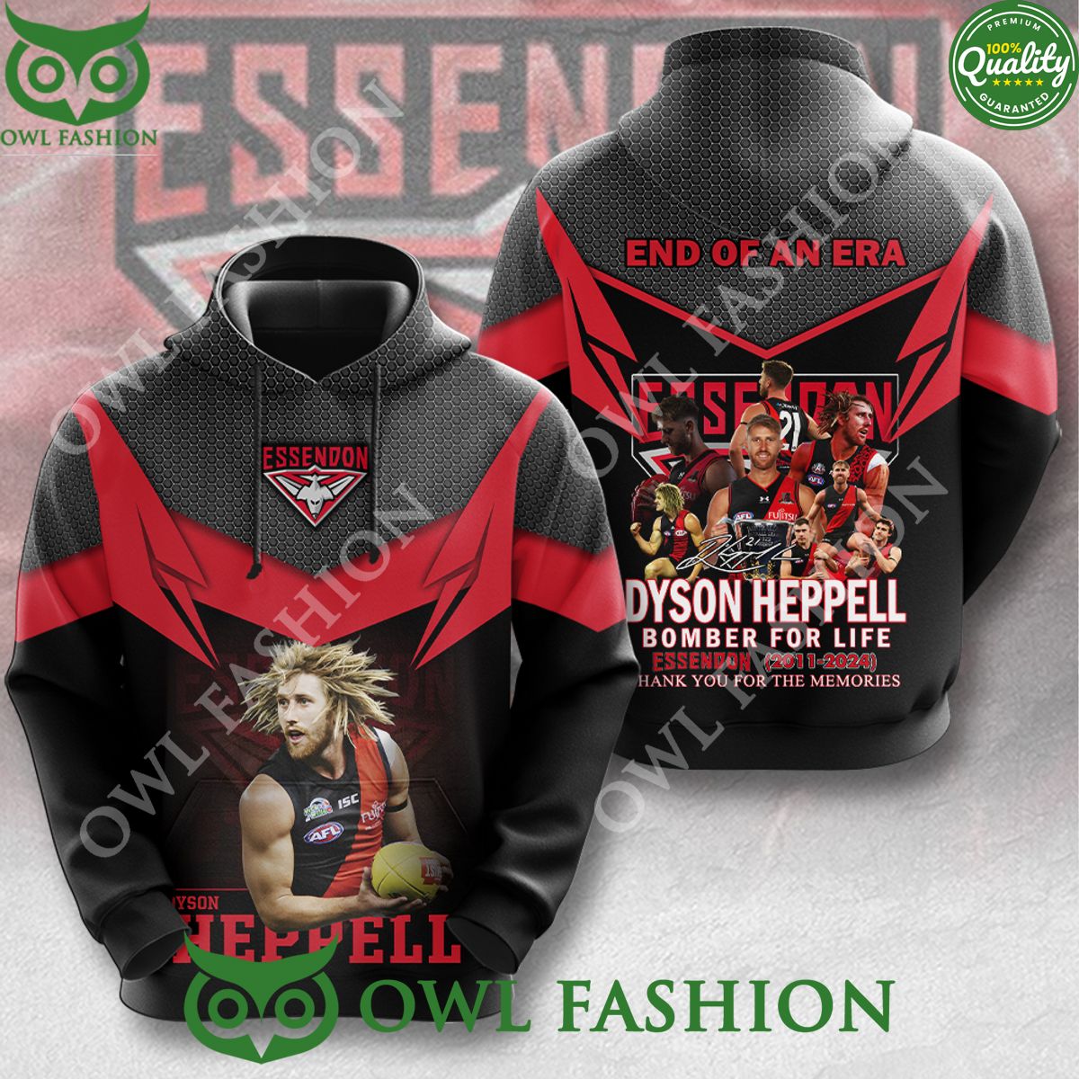 Dyson Heppell Essendon FC Bomber For Life 3D t shirt