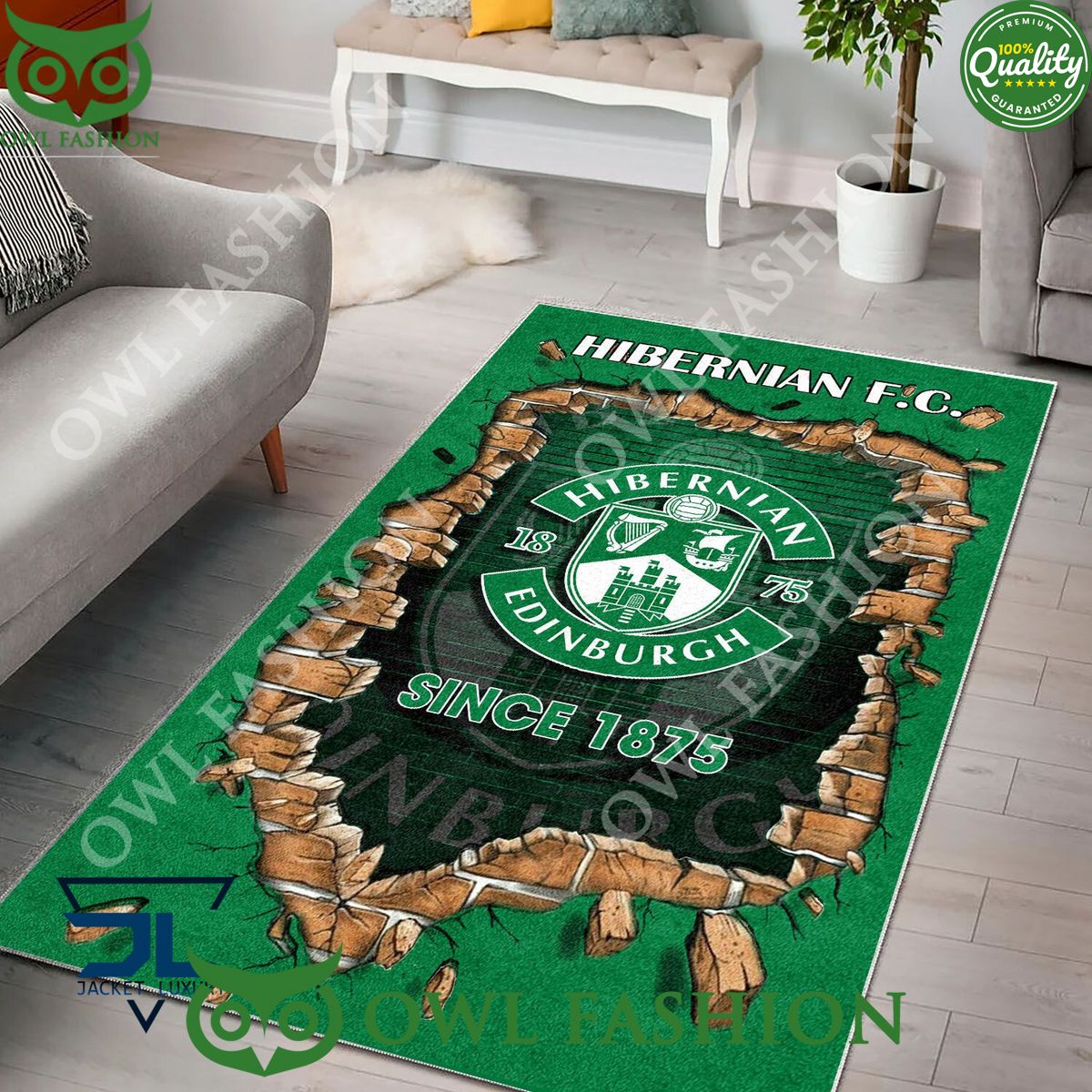 Hibernian F.C. 1784 Scottish Broken Wall Living Room Carpet