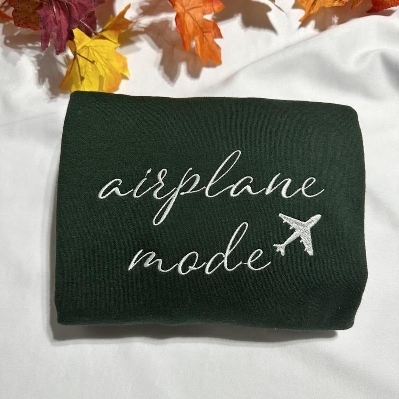 Airplane Mode embroidered sweatshirt; Funny gift for her/him T-Shirts, Hoodie | RetroVerseTees.com