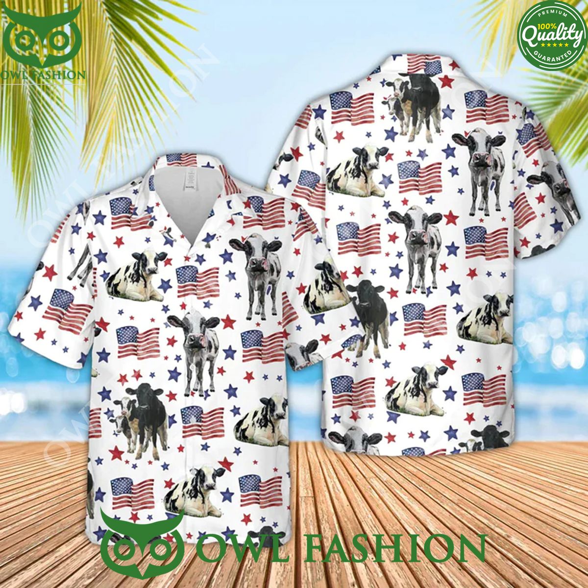 Holstein American Flag Pattern 4Th Of July Hawaiian Shirt Trendy Aloha