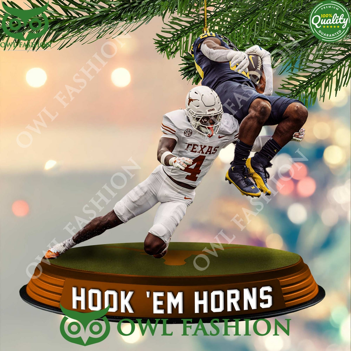 Hook em horns win the game J Barron 4 plastic ornament
