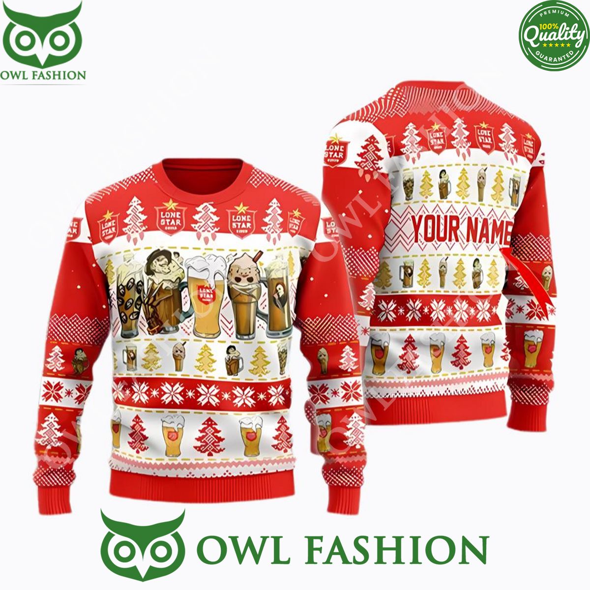 Horror Characters Lone Star Beer Personalized Christmas Sweater Jumper