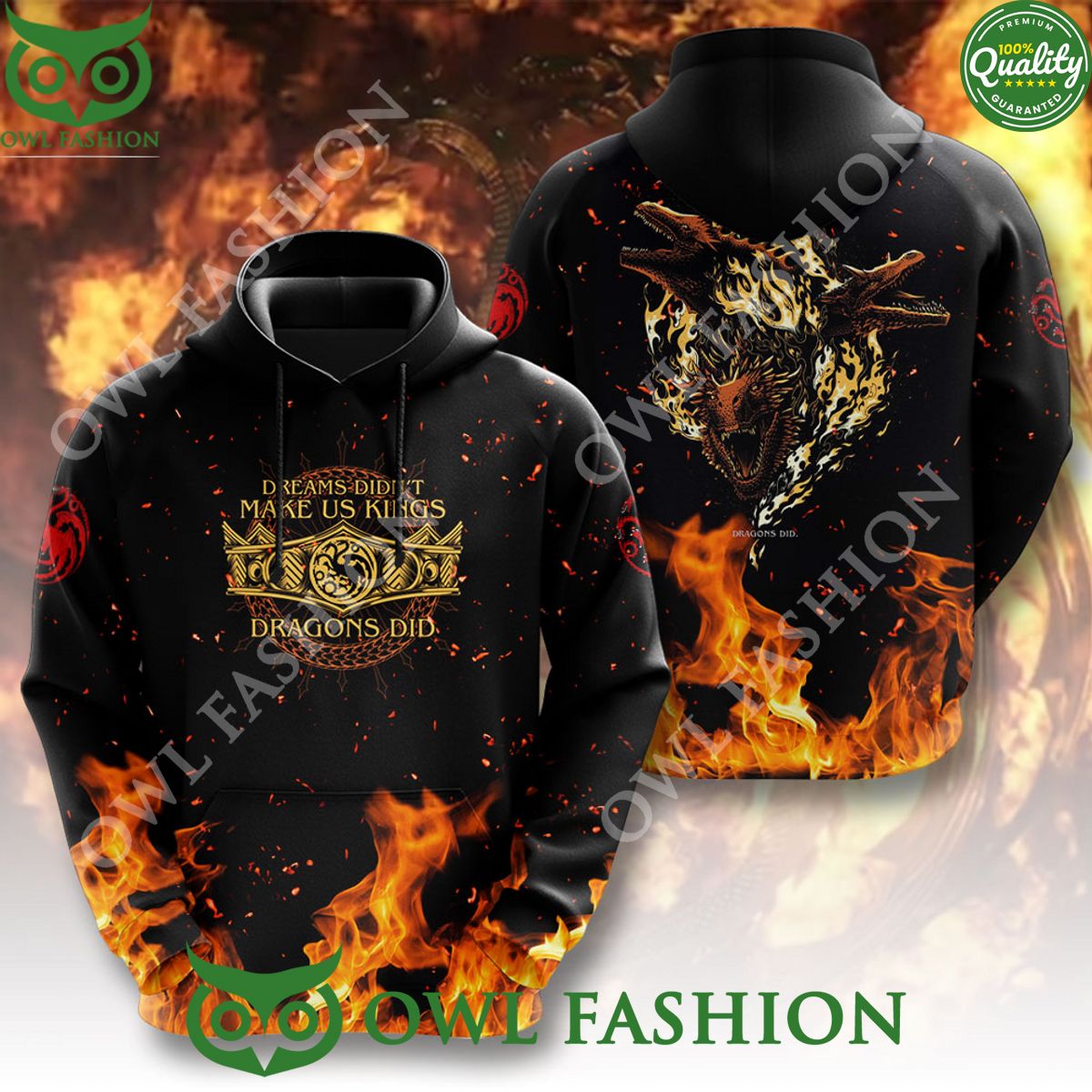 House Of The Dragon Fire Black 3D T shirt