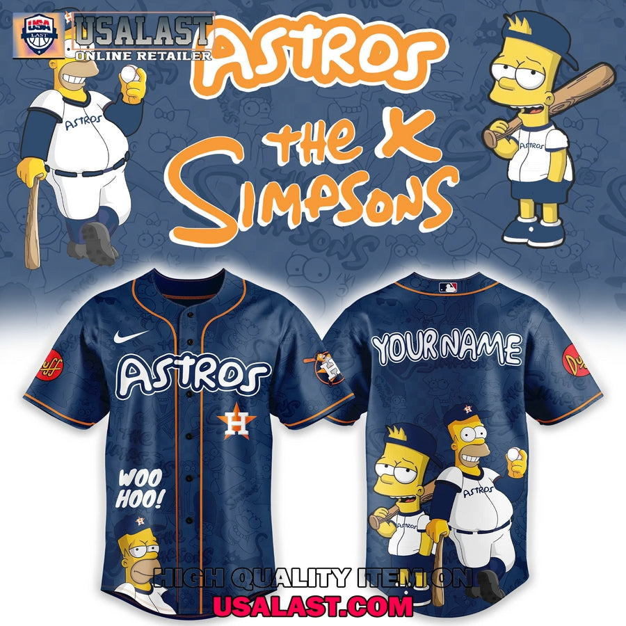 Houston Astros Mix The Simpsons Heritage Custom Baseball Jersey