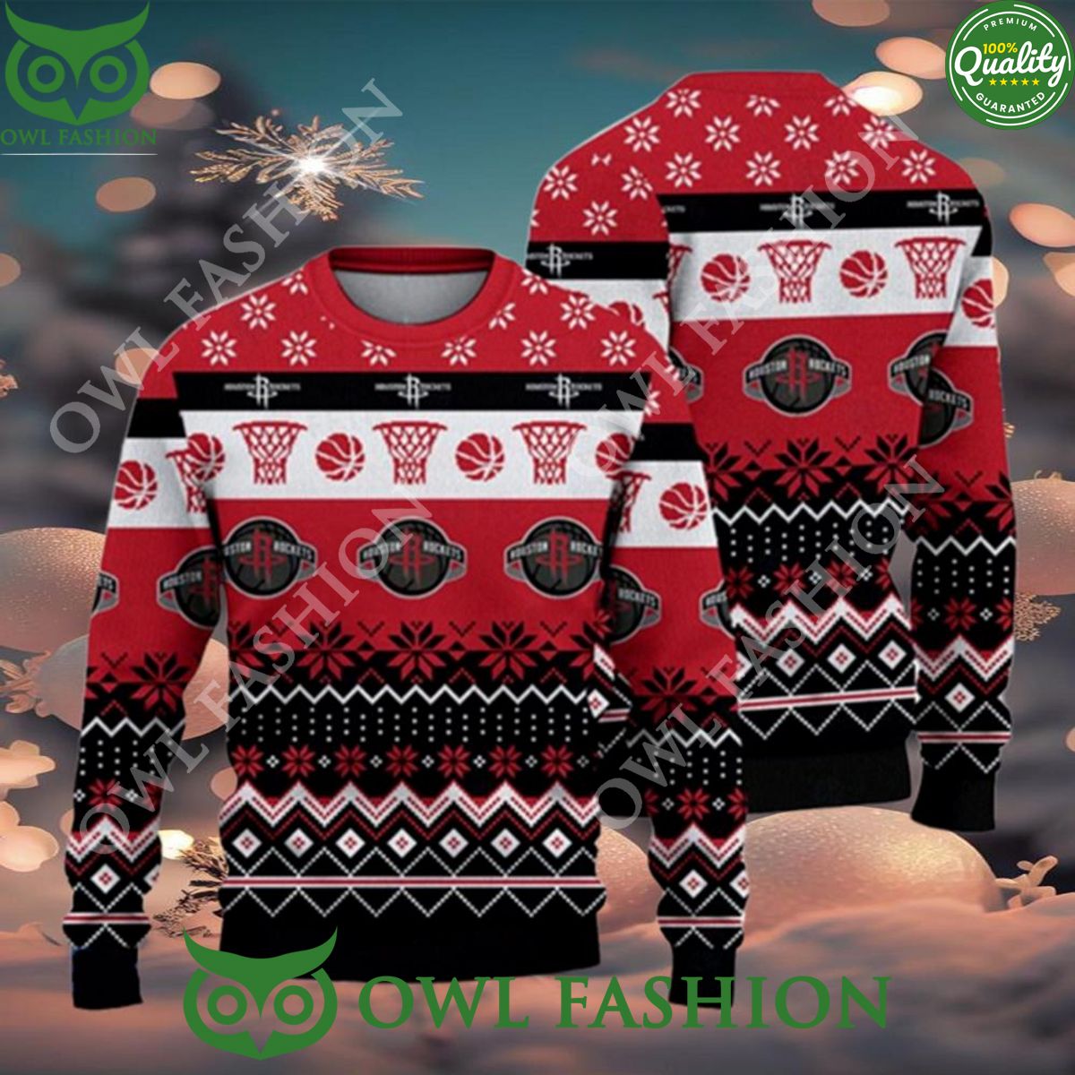 Houston Rockets Christmas Sweater Jumper National Basketball