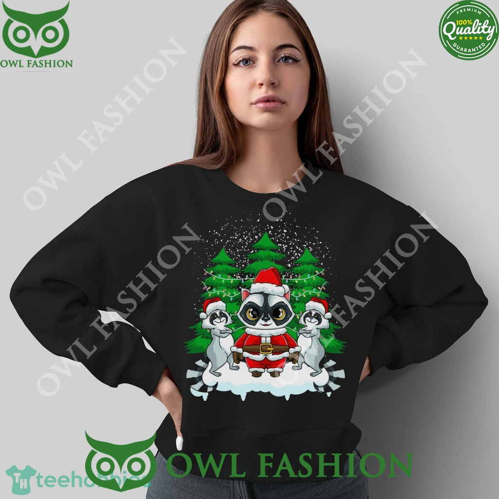 Racoon Under Christmas Tree and Snow Ugly Sweater