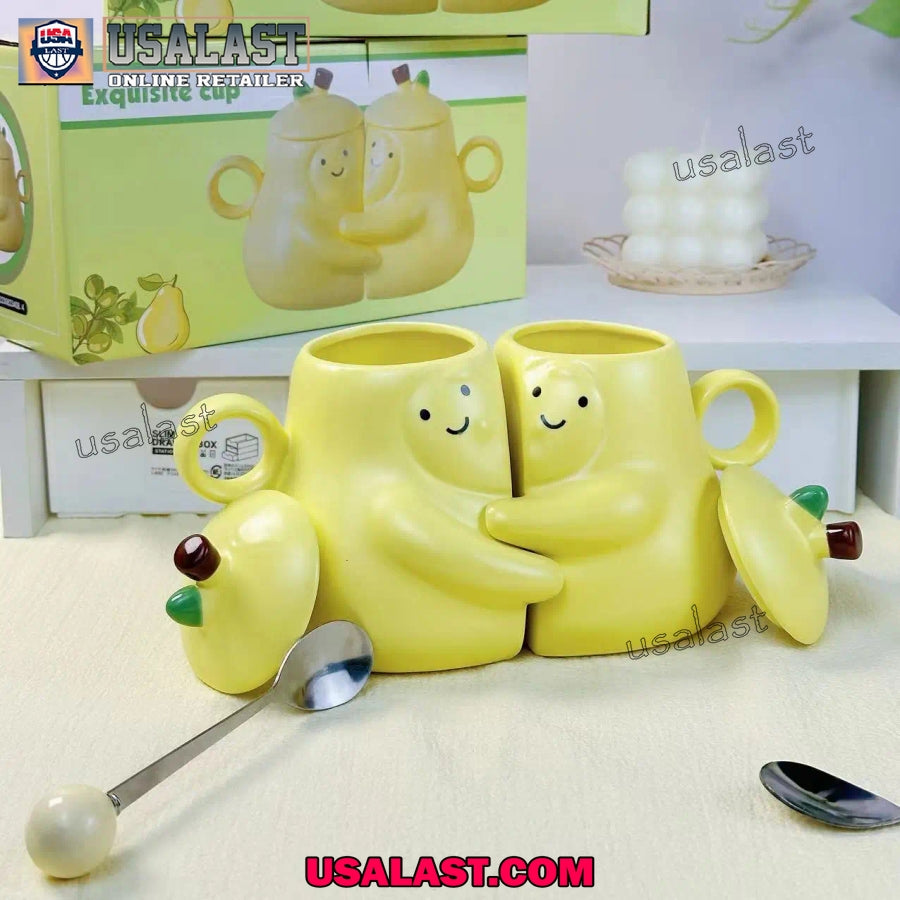 Hugging Pear Couple Ceramic Cup, Couple Gift, Ceramic Mug Set