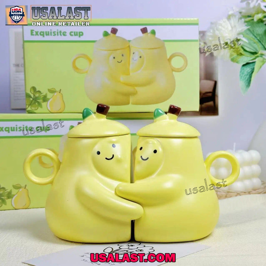 Hugging Pear Couple Ceramic Cup, Couple Gift, Ceramic Mug Set