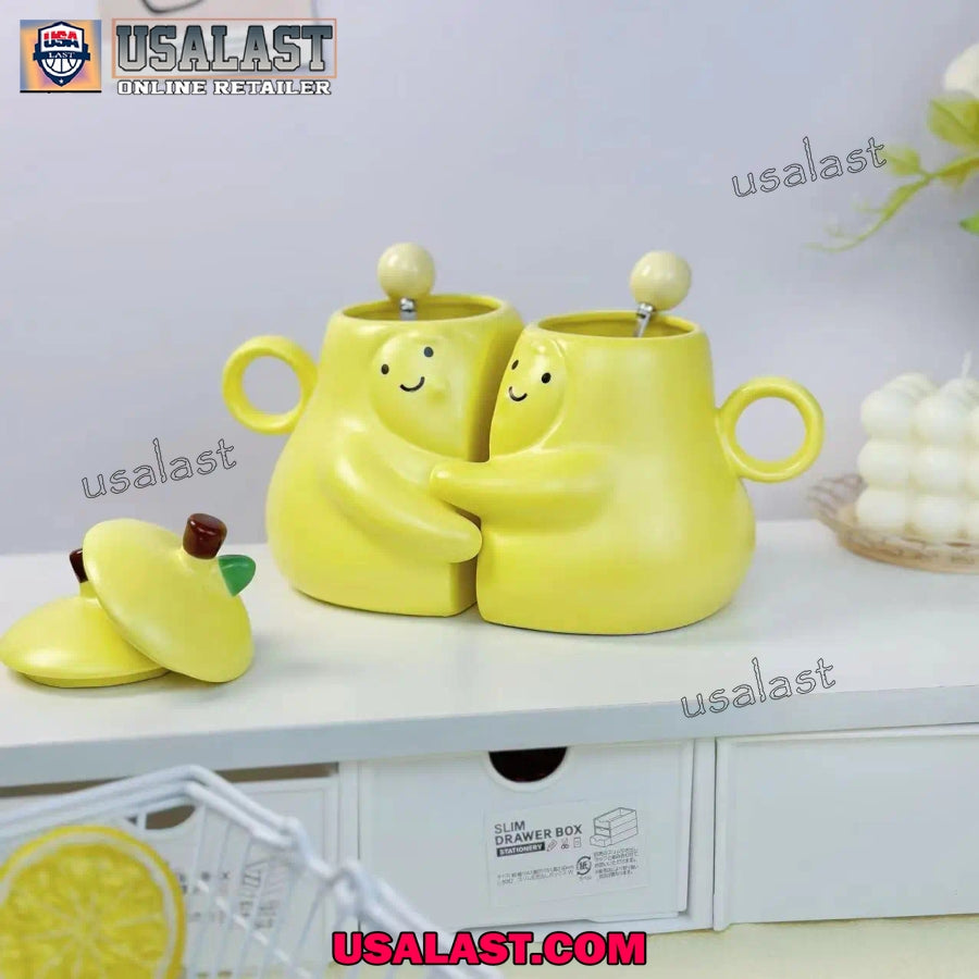 Hugging Pear Couple Ceramic Cup, Couple Gift, Ceramic Mug Set