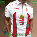 Hungary Zipper Logo Football Team Euro 2024 Polo Shirt