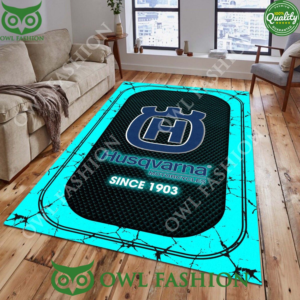 Husqvarna Motorcycles 1903 Rug carpet for stone marble