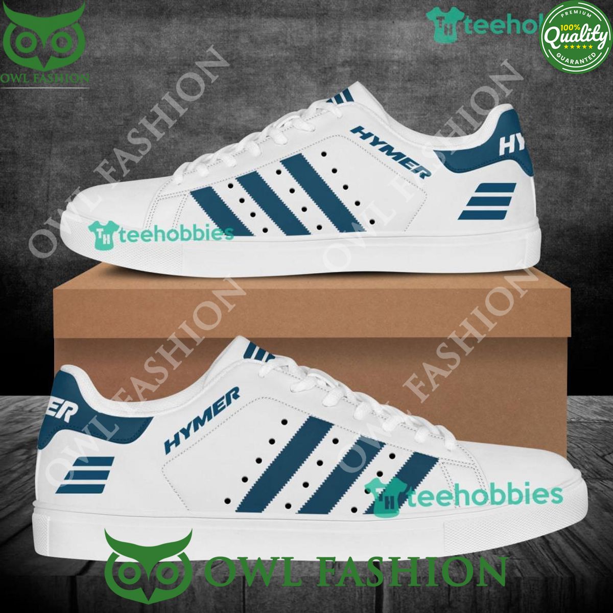 Hymer White Navy Stripes Stan Smith Shoes