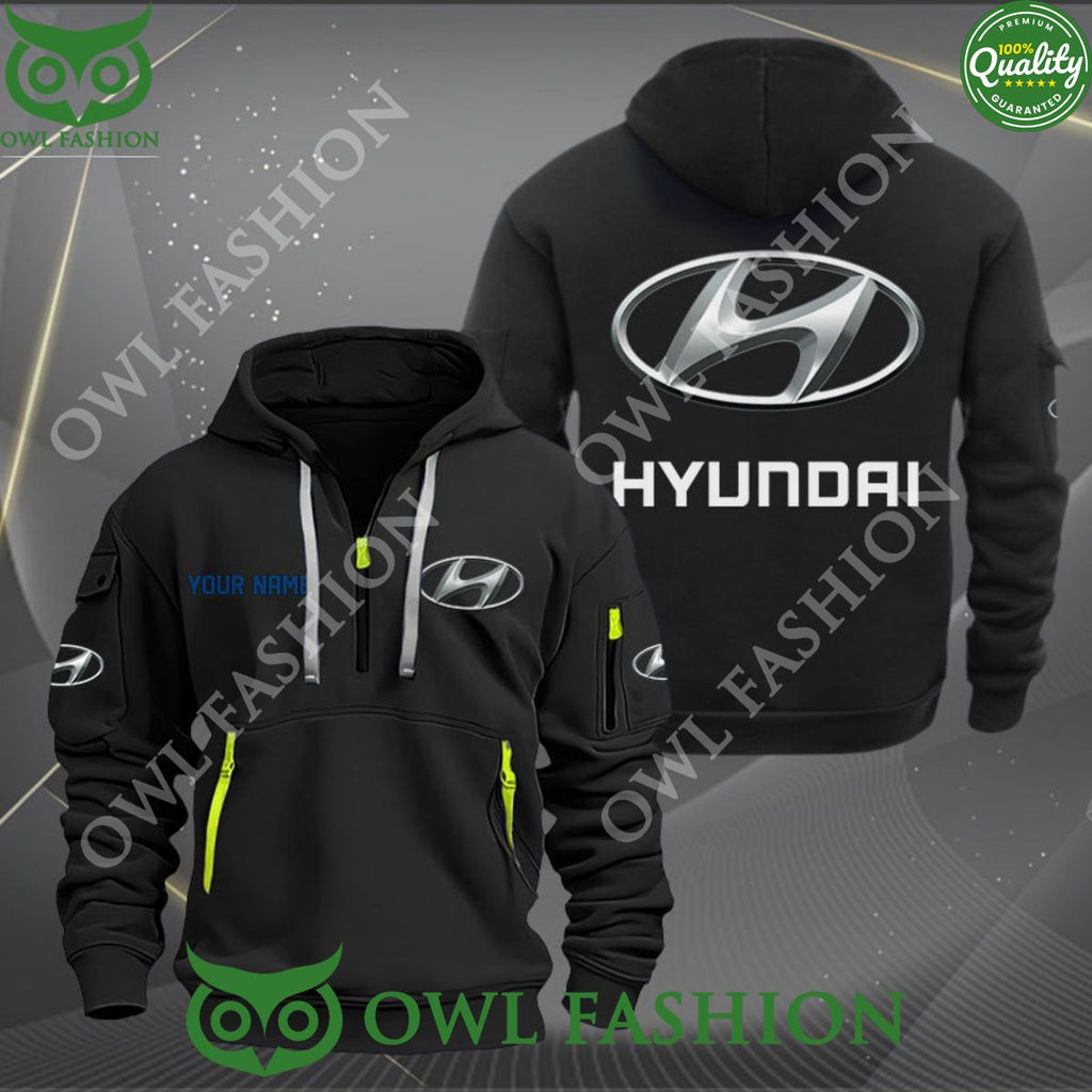Hyundai Car Motor Personalized 2D Half Zipper Hoodie
