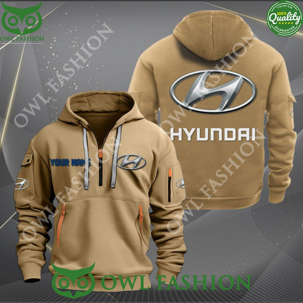 Hyundai Car Motor Personalized 2D Half Zipper Hoodie