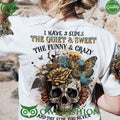 I Have Three Sides Vintage Flower Skull 3D Hoodie Shirt
