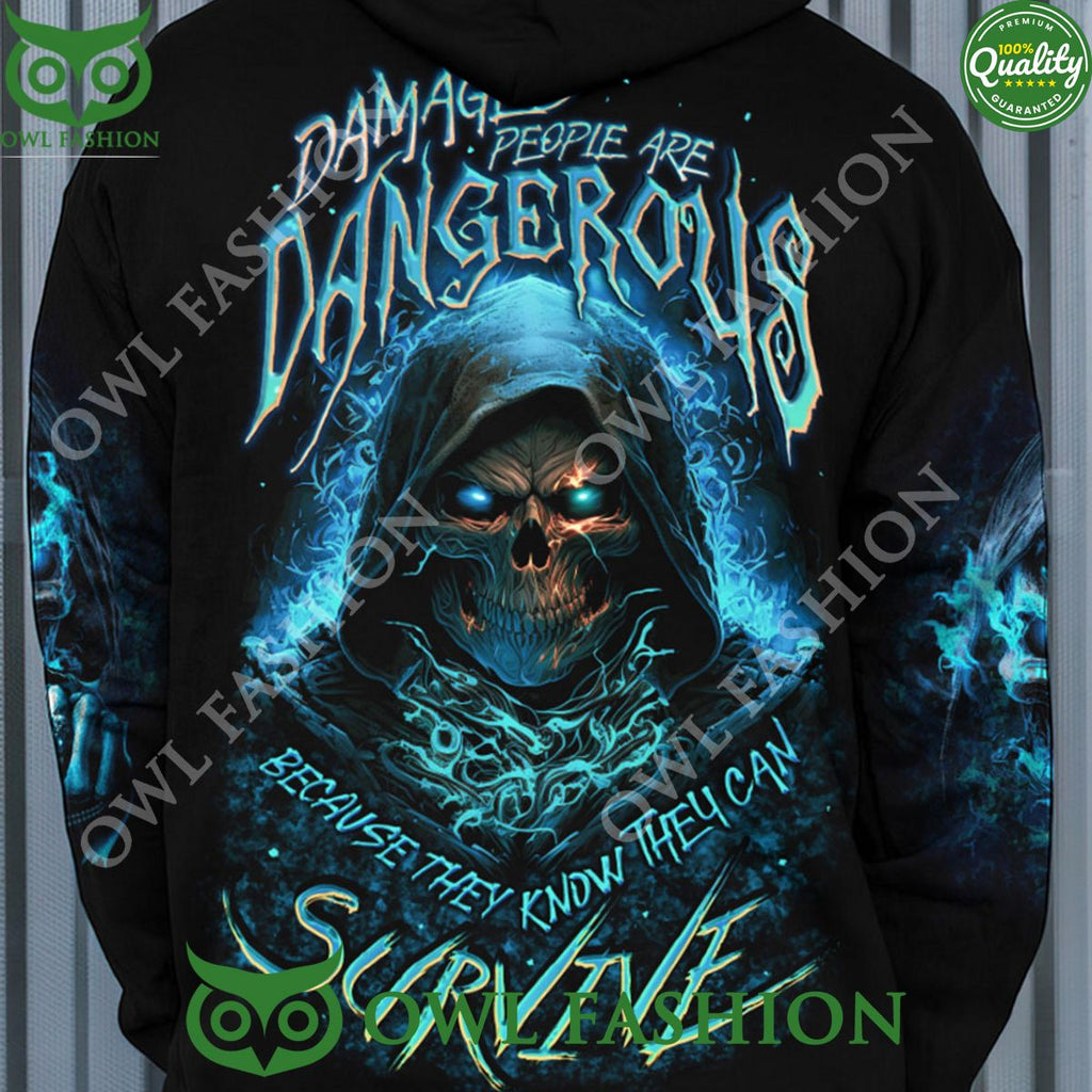 I Have Three Sides Vintage Flower Skull 3D Hoodie Shirt