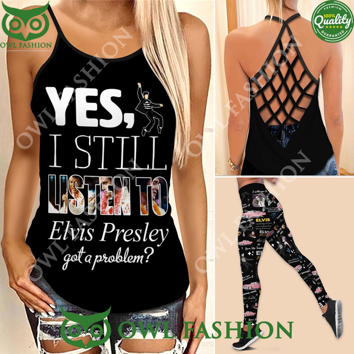 I Still Listen To Elvis Presley Limited Criss Cross Leggings