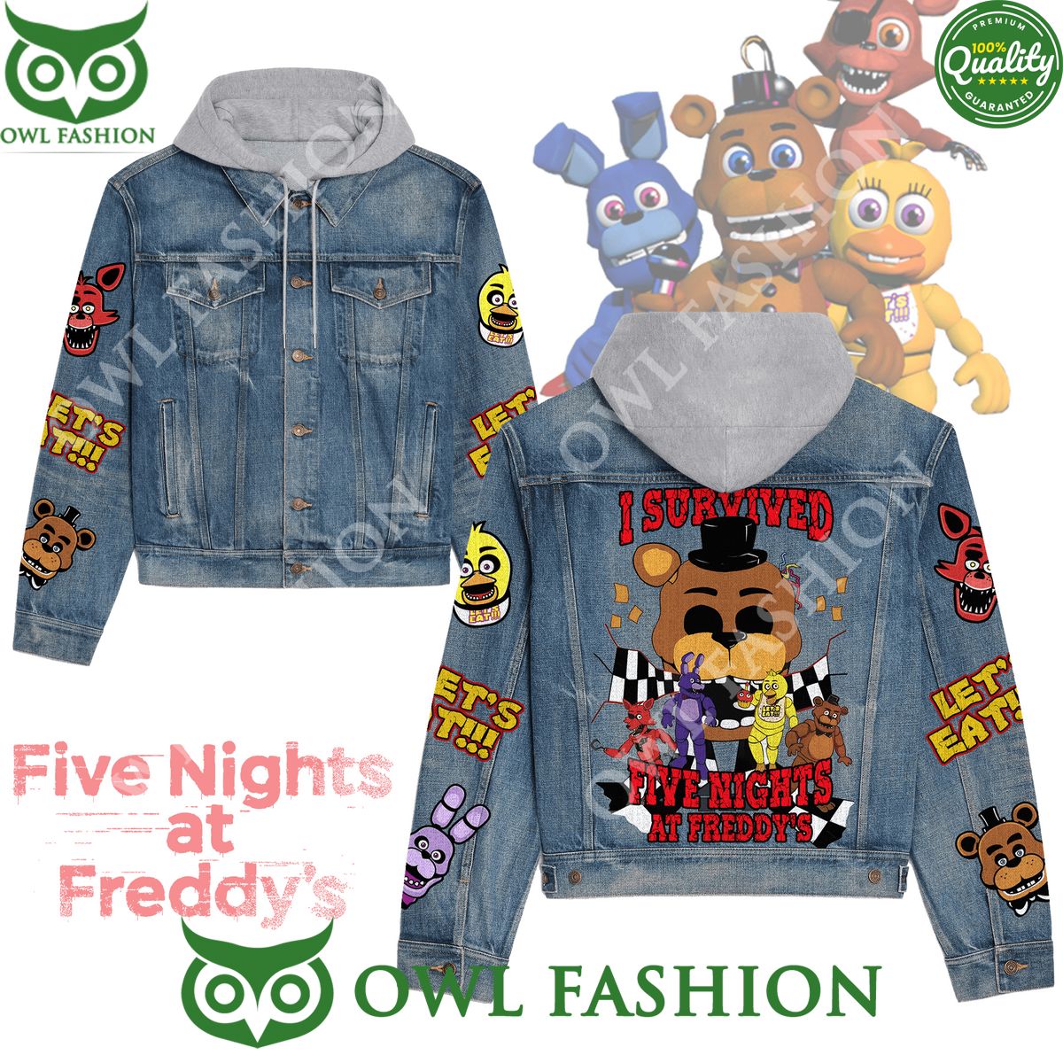 I survived Five Nights at Freddys Jean Denim Hood Jacket