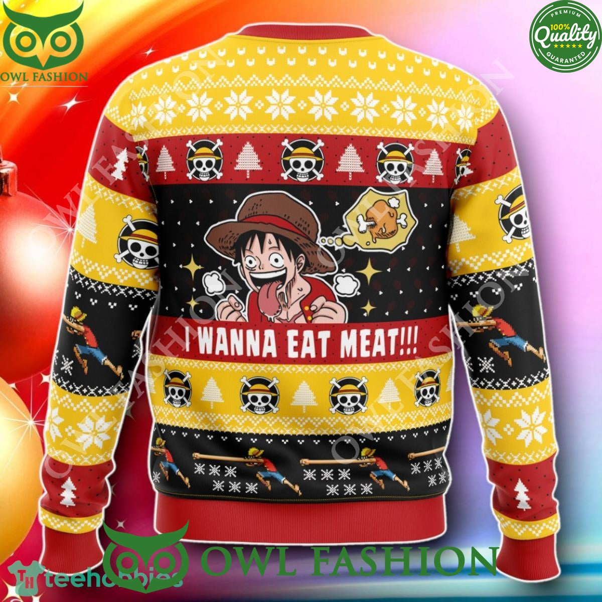 I Want To Eat Meat Luffy OP Pirates Trending 2024 Christmas Ugly Sweater
