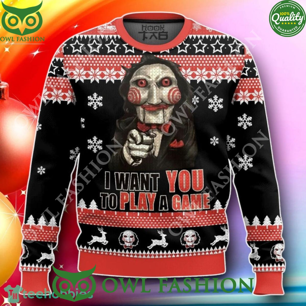 I Want To Play A Game Jigsaw Trending 2024 Christmas Ugly Sweater