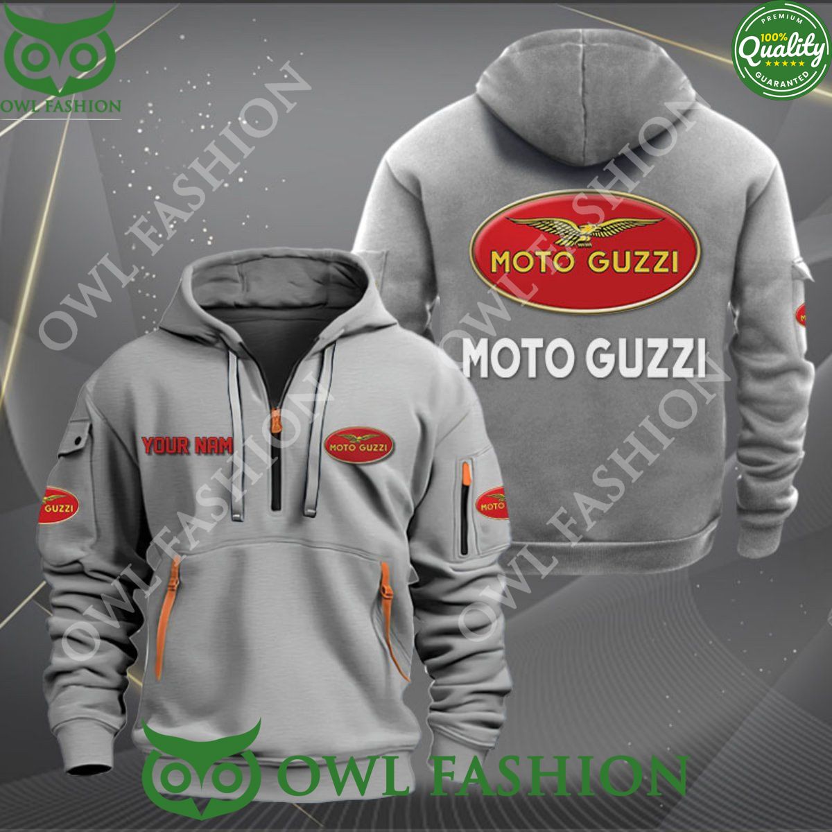Moto Guzzi Italian Brand Motorcycles Custom 2d quarter zip hoodie