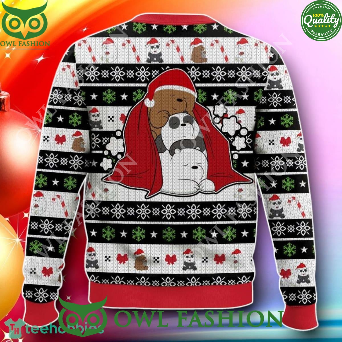 Ice Bear Cartoon Trending 2024 Christmas Ugly Sweater
