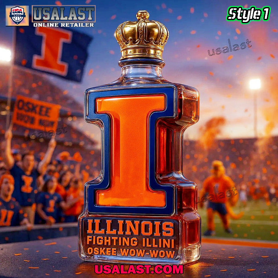 Illinois Fighting Illini NCAA Team Whiskey Bottle
