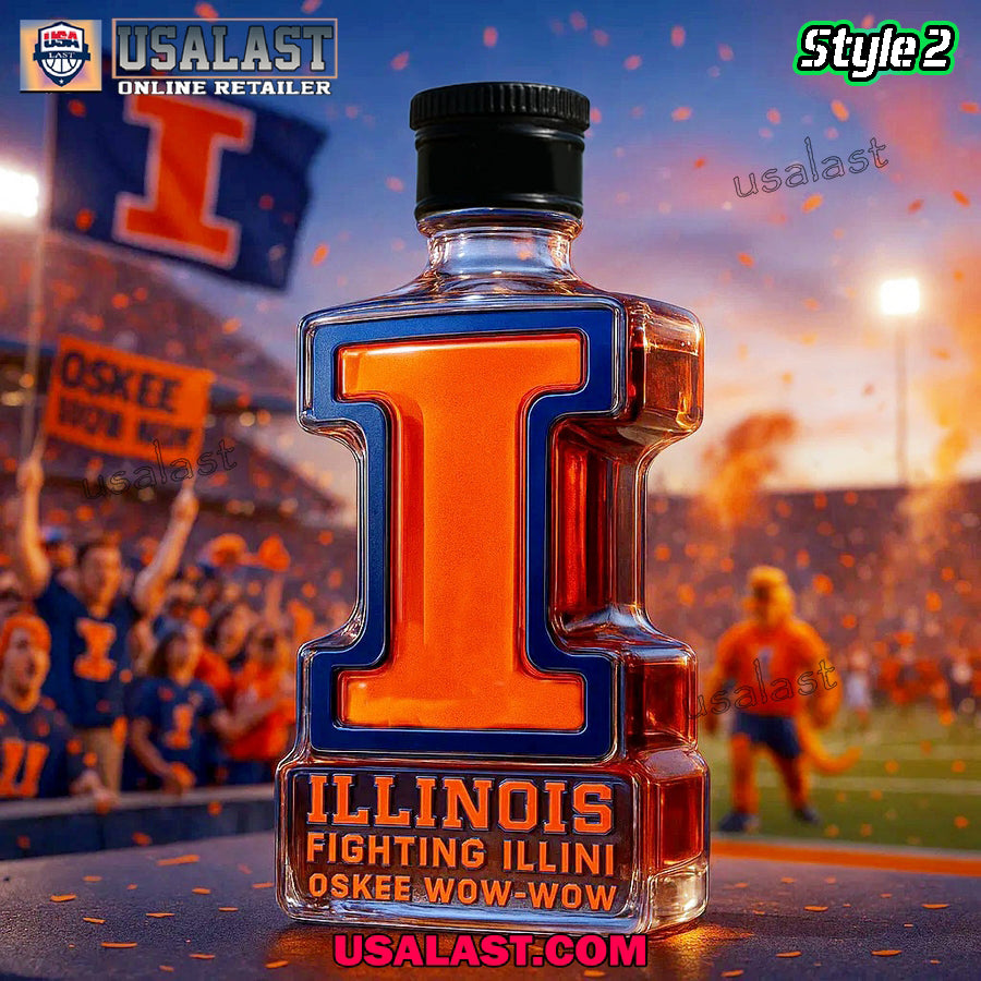 Illinois Fighting Illini NCAA Team Whiskey Bottle