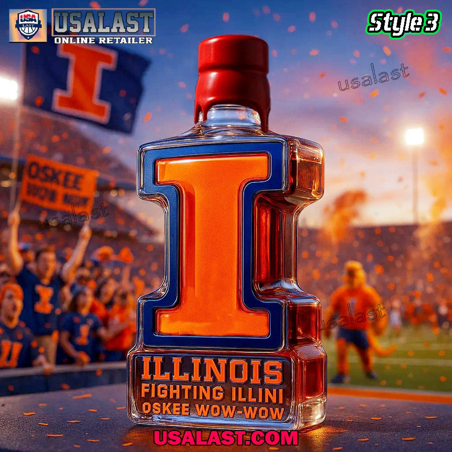 Illinois Fighting Illini NCAA Team Whiskey Bottle
