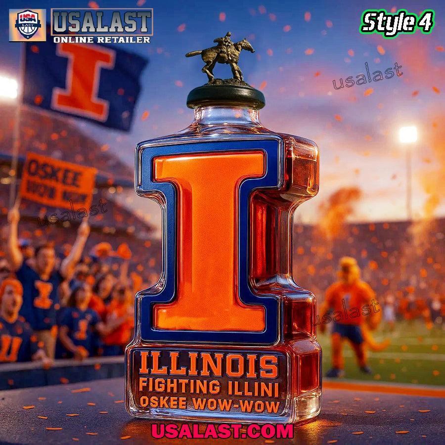 Illinois Fighting Illini NCAA Team Whiskey Bottle