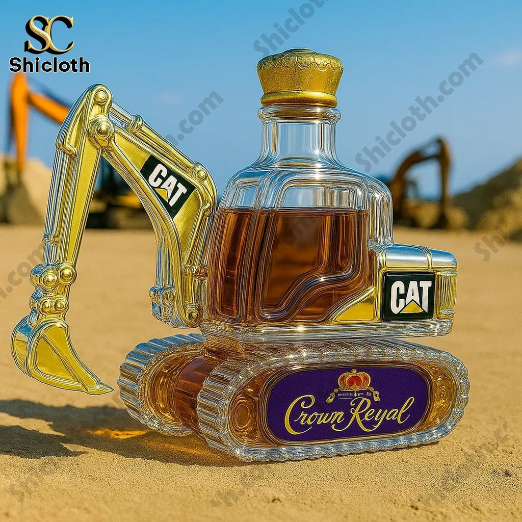 Caterpillar Excavator Crown Royal Bottle