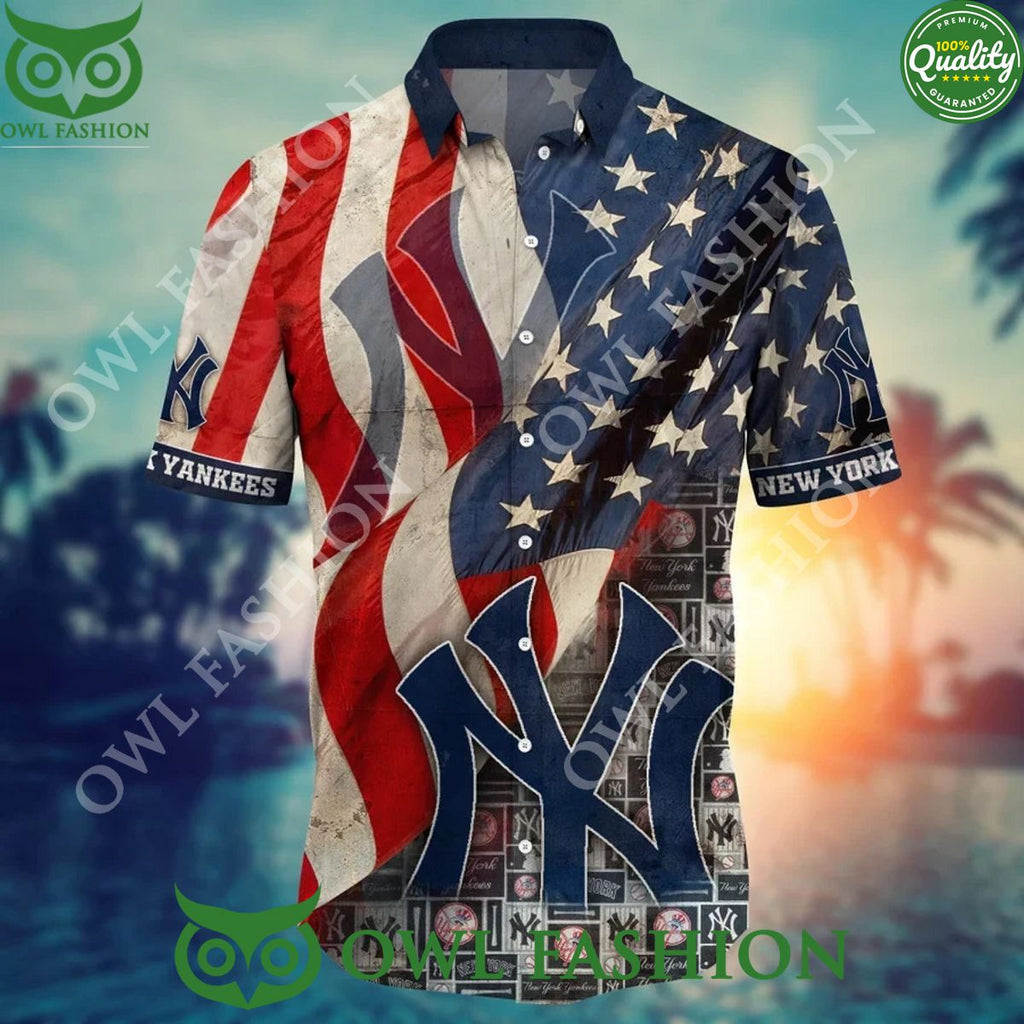 Independence Day New York Yankees MLB Hawaii Shirt USA Flag In Summer