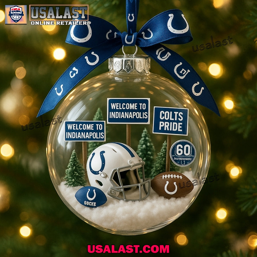 Indianapolis Colts Clear Plastic Ball Christmas Ornament