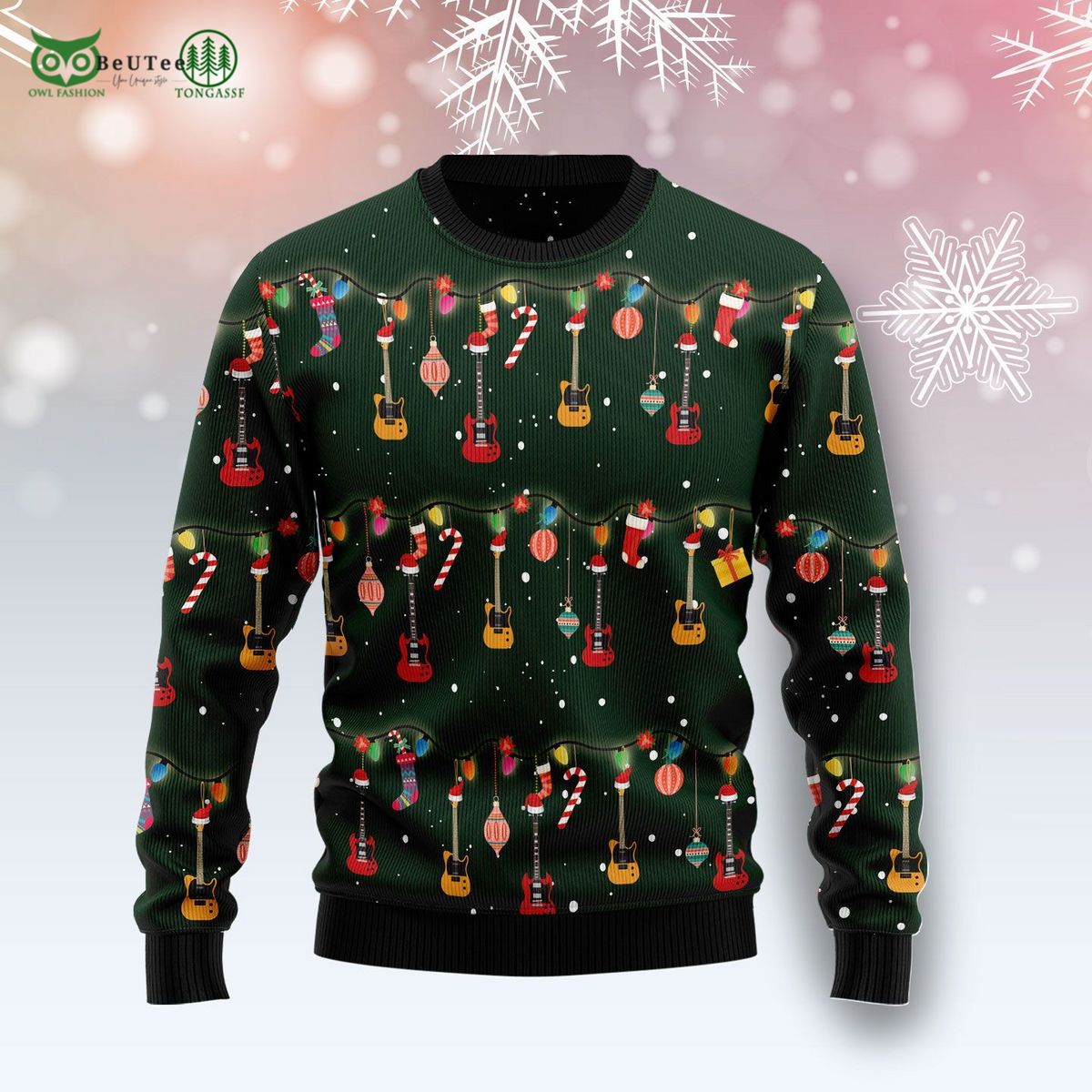 Instrument Guitar Pattern Christmas Ugly Sweater
