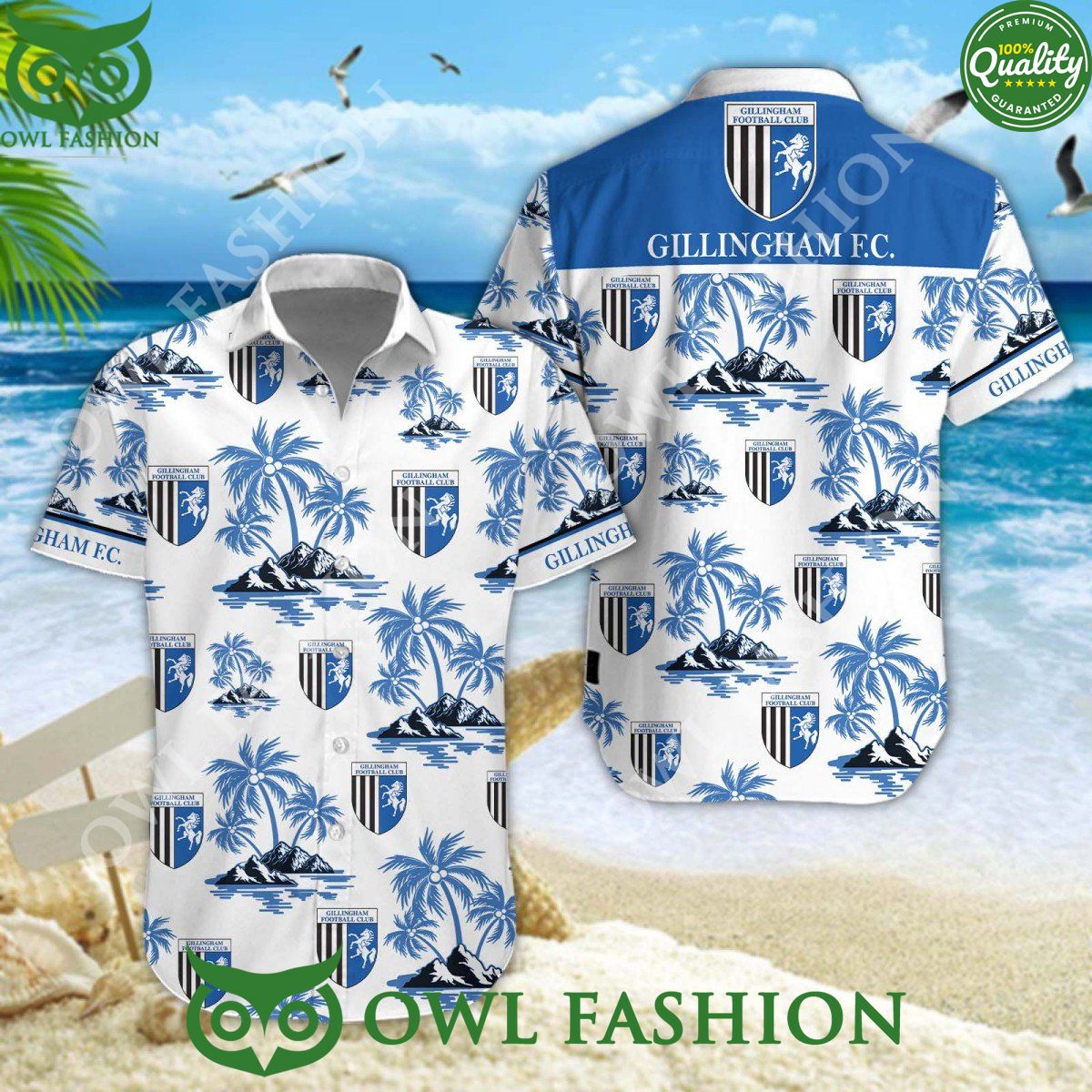 Island Tropical Gillingham FC Football club League Two hawaiian shirt