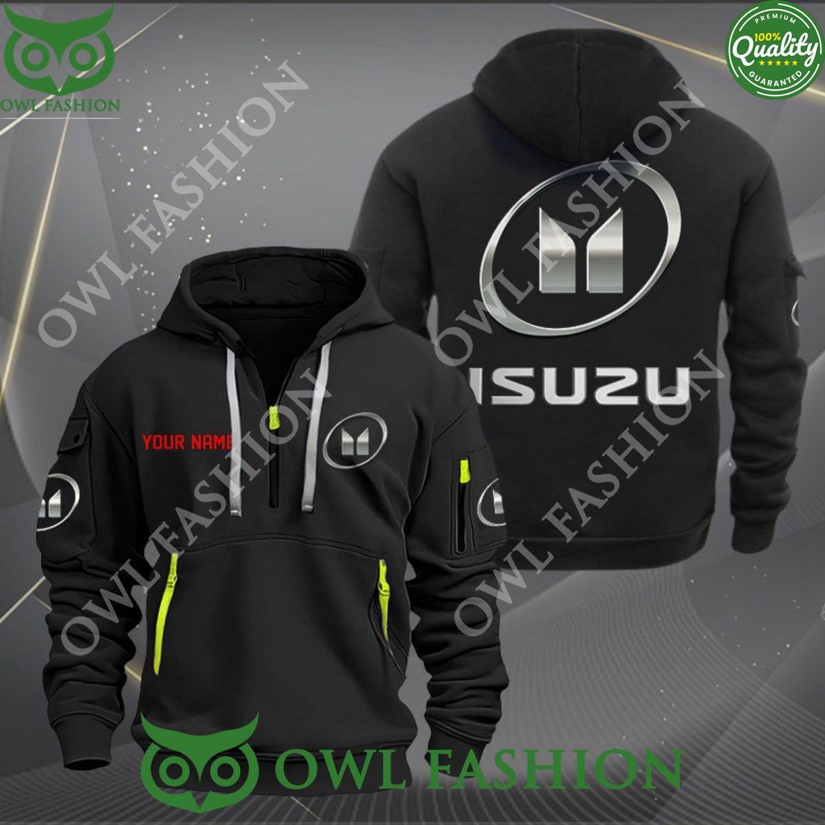 Isuzu Car Motor Luxury Customized 2d half zipper hoodie